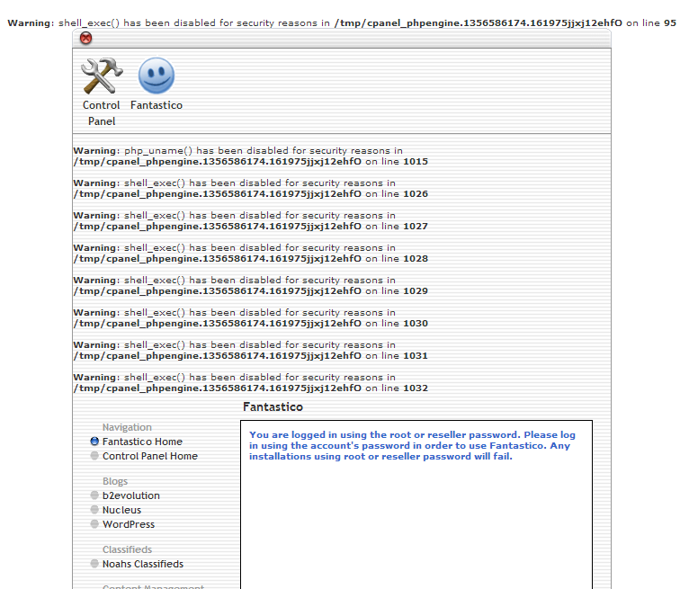 warning: Shell_exec() has been disabled for security reasons in /tmp/