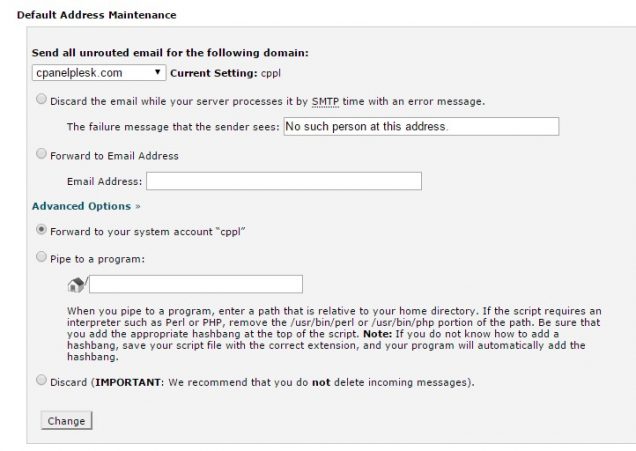 default email address cpanel
